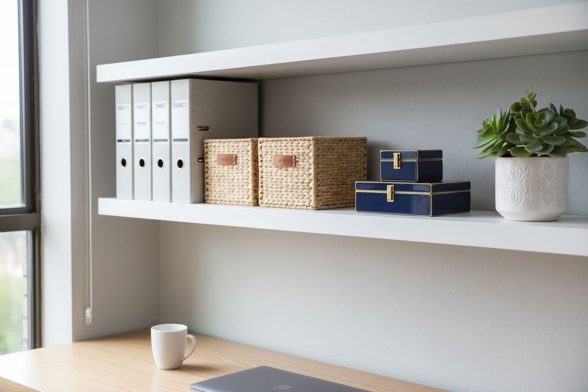 Home Office Shelf Organization