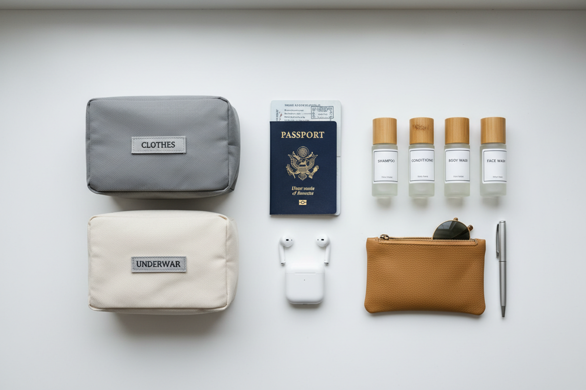 Travel Essentials Flat Lay